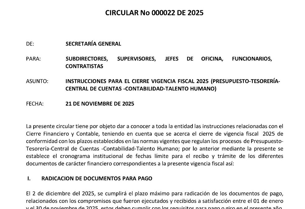 CIRCULAR No 000022 DE 2025